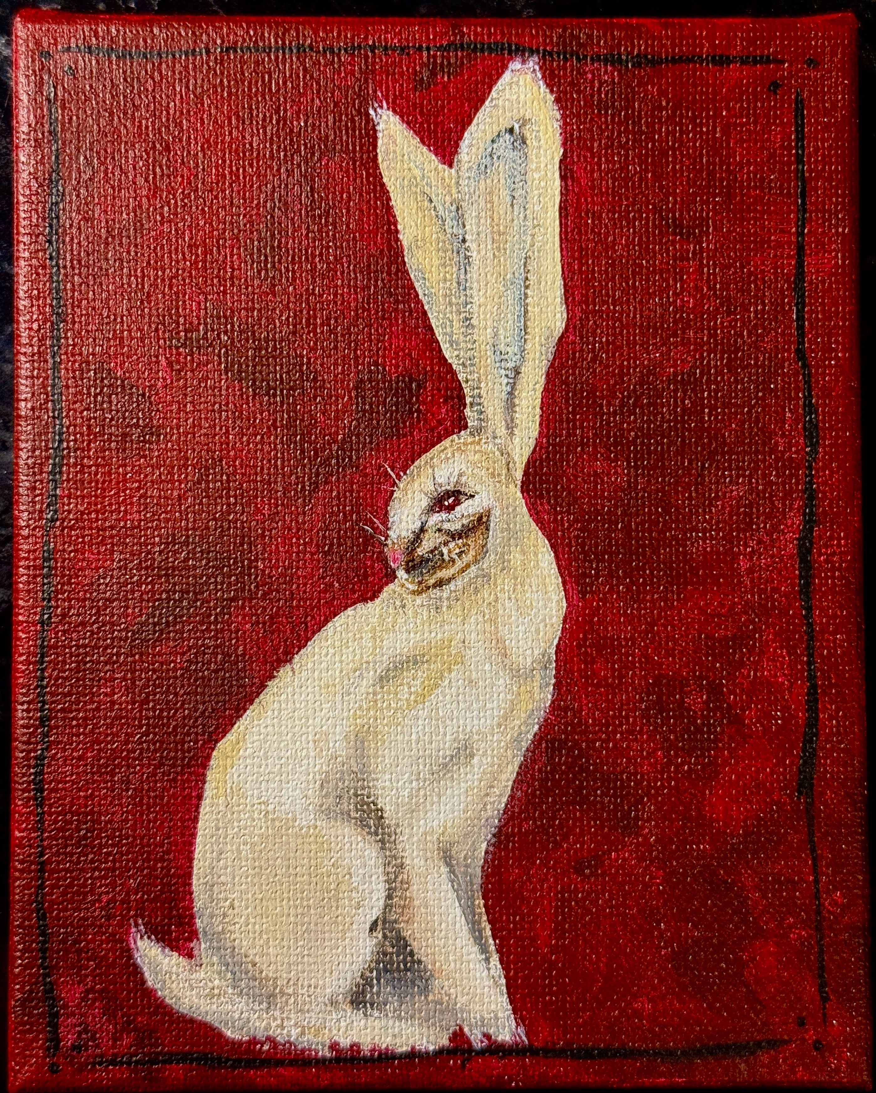 Mini Skull Rabbit - 5x4 Painting