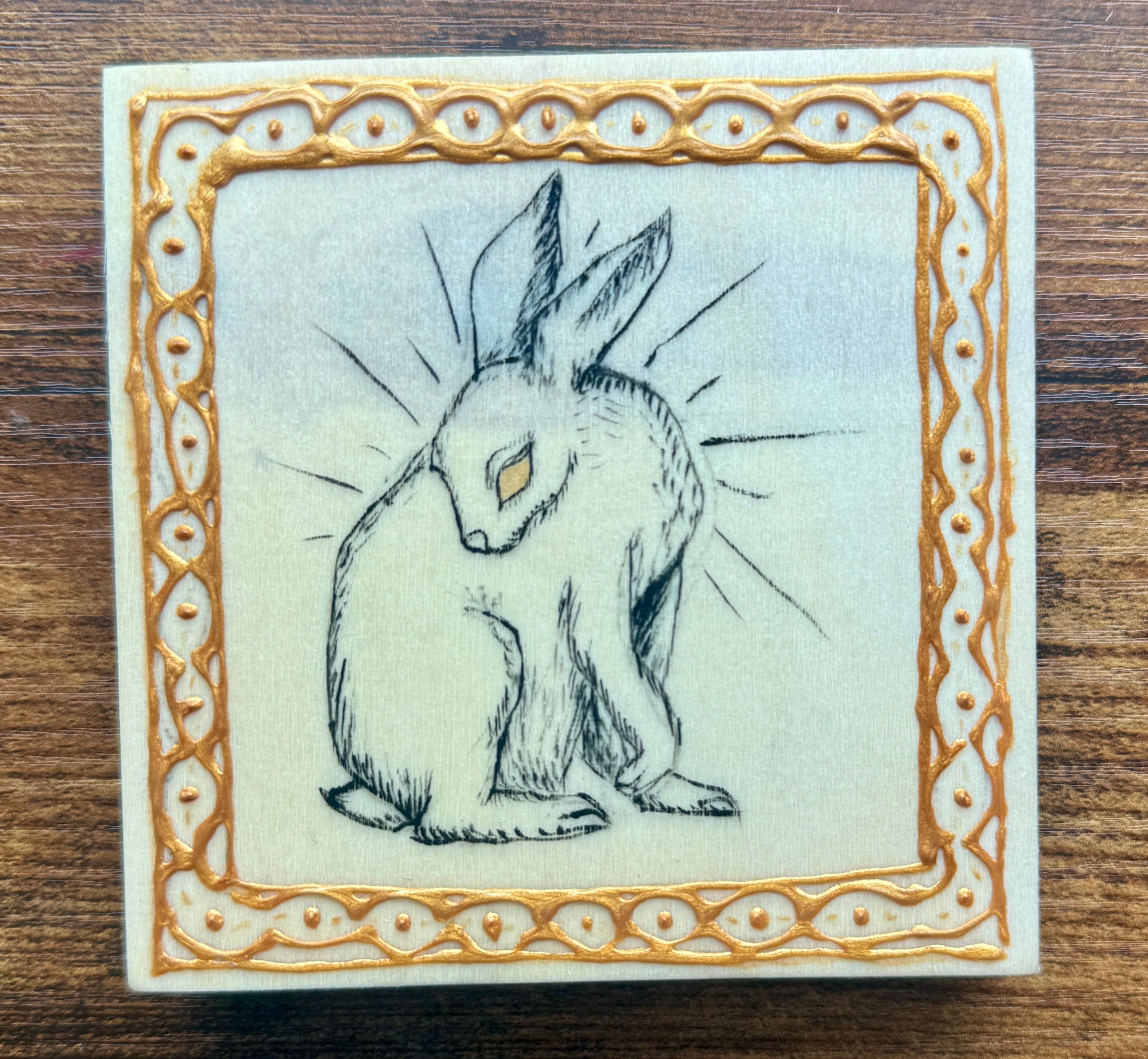 Mini White Hare - Painting