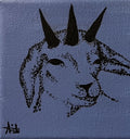 Mini Punk Goat Painting, Blue Stippling